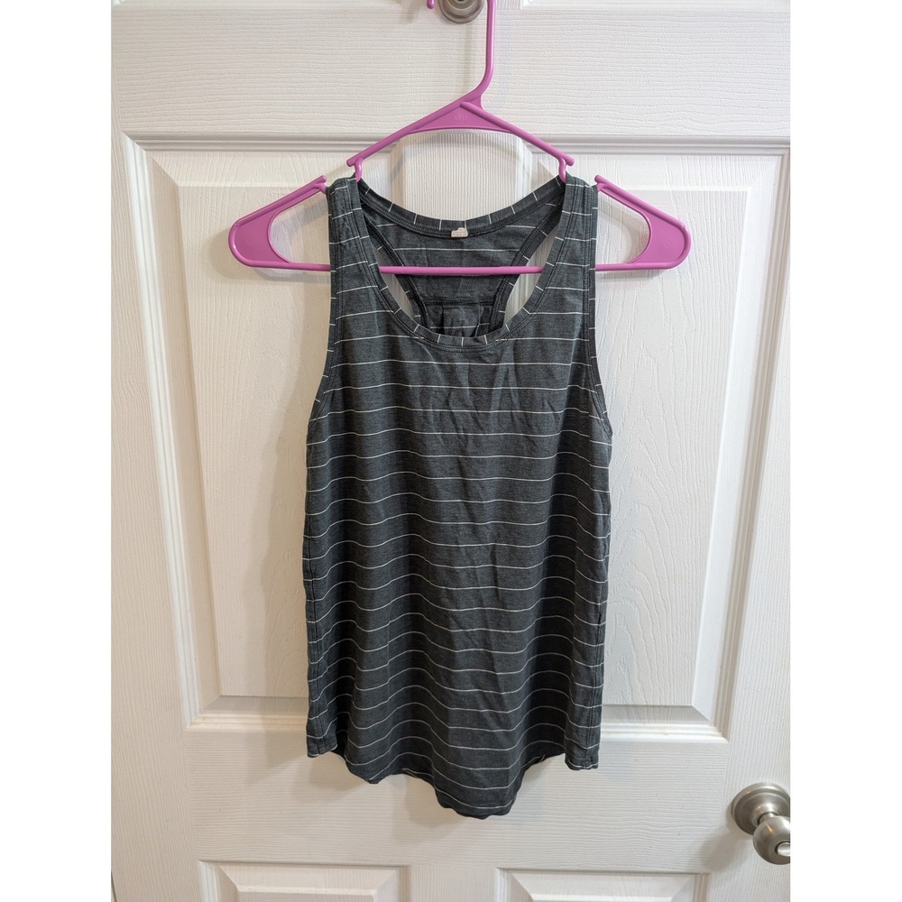 Lululemon Love Tank Top Pleated Women's Athletic Fitness Gray White 28Wx23L